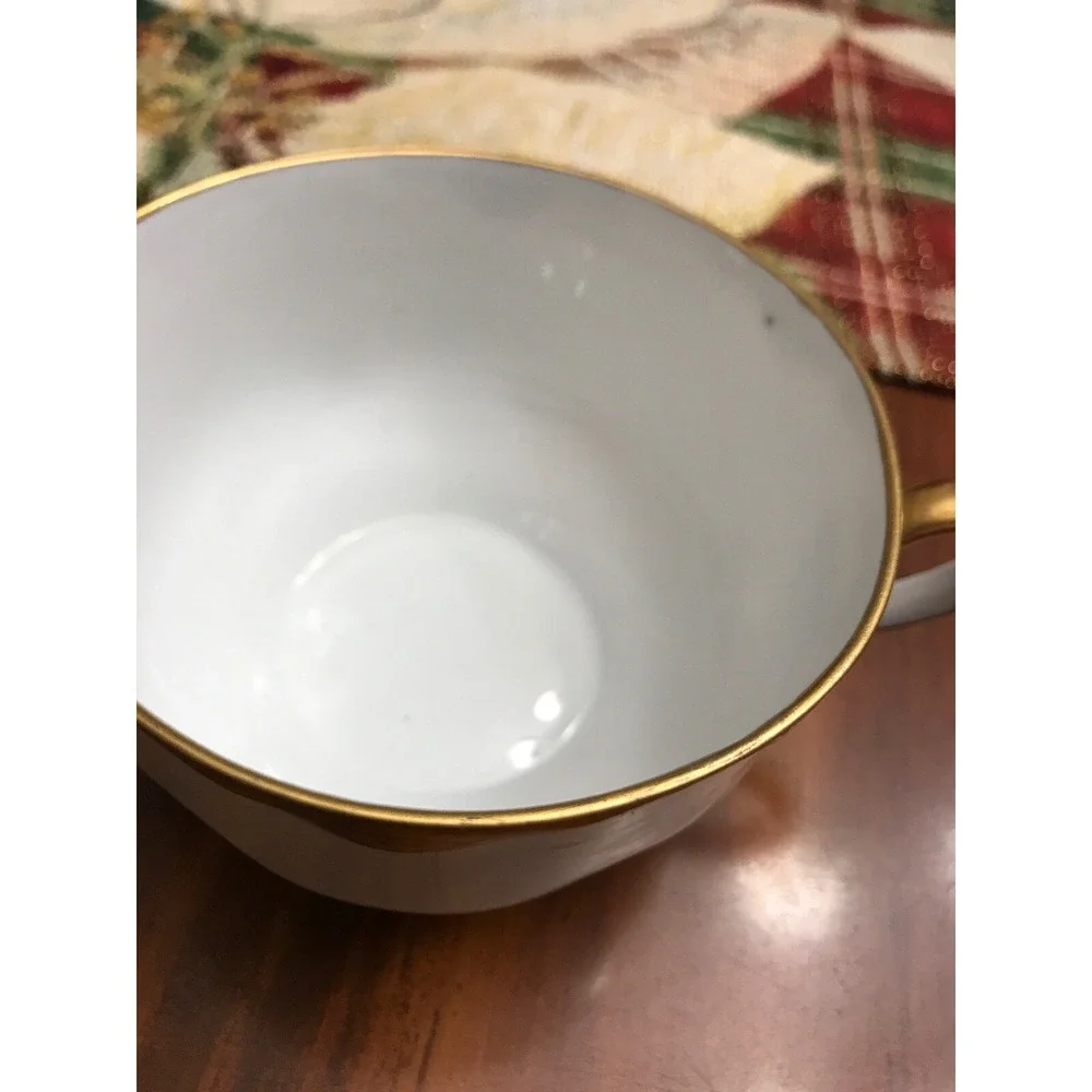 fraureuth germany small white bone china‎ tea coffee cup gold trim